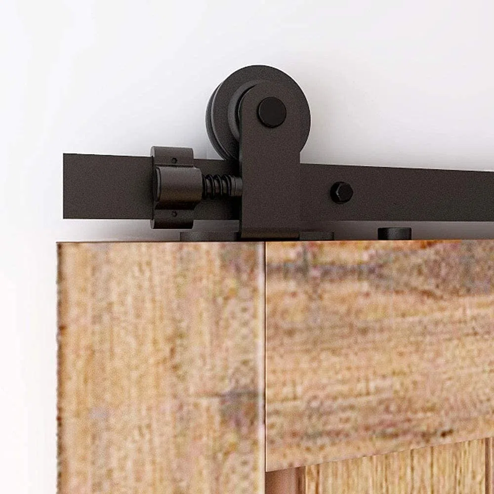 CCJH Juego de herrajes para puerta corredera de granero de 152 cm, juego de rieles para puerta corredera de acero al carbono para puerta individual – colgador estilo T