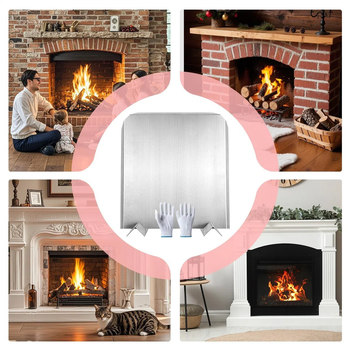 Placa Reflectora para Chimenea,Panel de Calefacción Invernal - Placa De Acero Inoxidable para Chimenea - para Café Apartamento Sala De Estar Habitación De Invitados Estudio Casa De Vacaciones