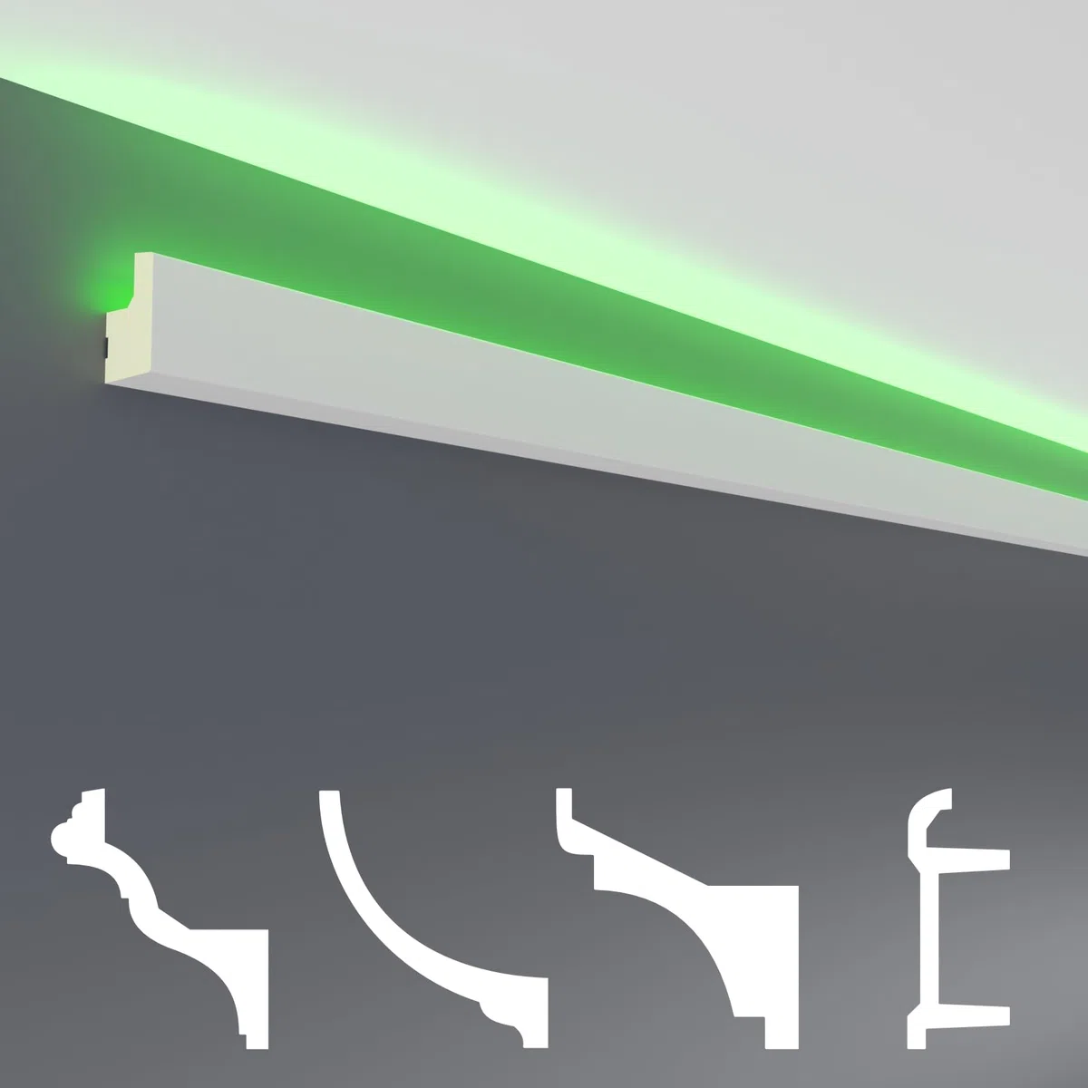 Perfiles de estuco HEXIM LED paquetes de ahorro - Iluminación indirecta con tiras de techo de PU, ligeras y opacas- (10m LED-19) Decoración spot de esquina en el interior
