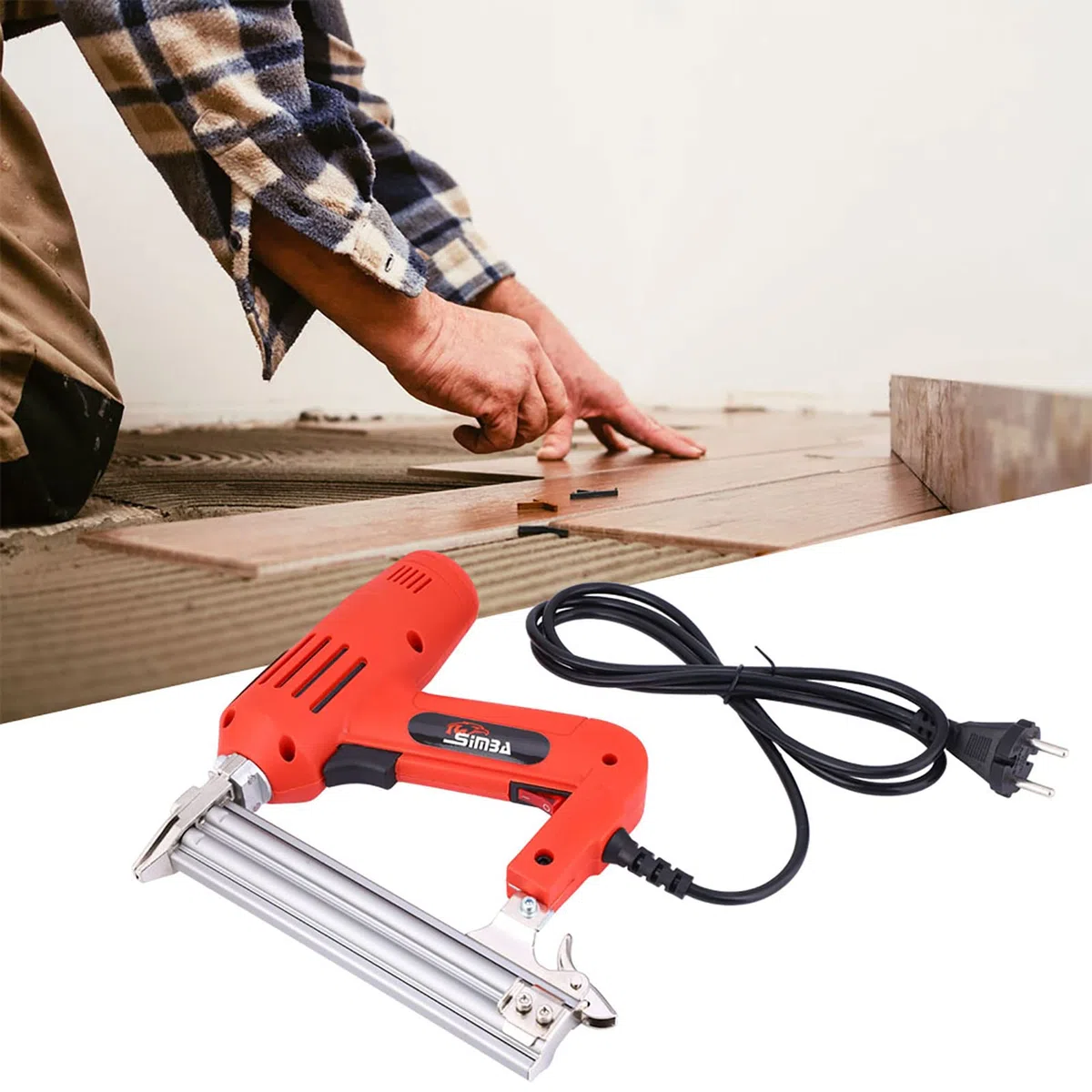 Fafeicy Pistola de Clavos Eléctrica Grapadora Clavadora de Alta Potencia de 2200 W, Capacidad de Clavos de 100 Piezas, Clavo Recto F30, Adecuada para Herramientas de Carpintería (Enchufe