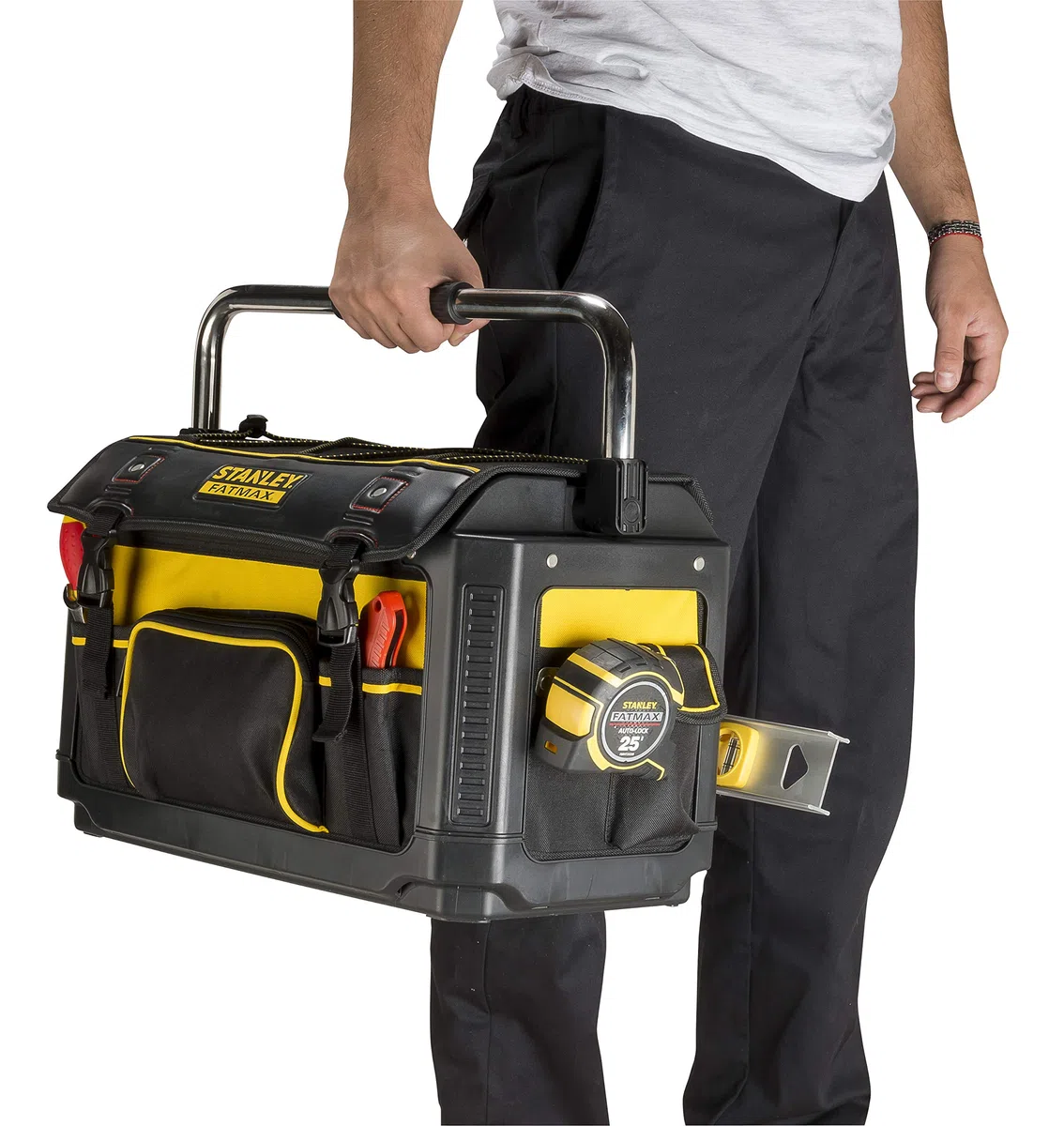 STANLEY FATMAX 1-79-213 - Bolsa rígida FatMax con estructura de Polipropileno abierta, 19.3 x 11.0 x 12.2 cm. Negro, Gris