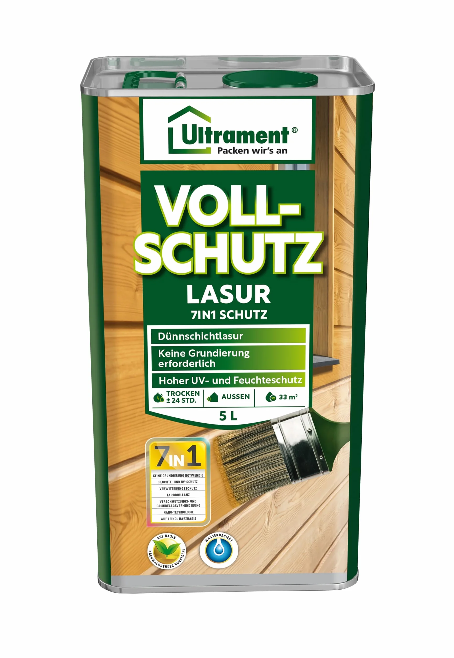 Ultrament - Barniz de protección total 7 en 1 para madera (5 L) (Roble)