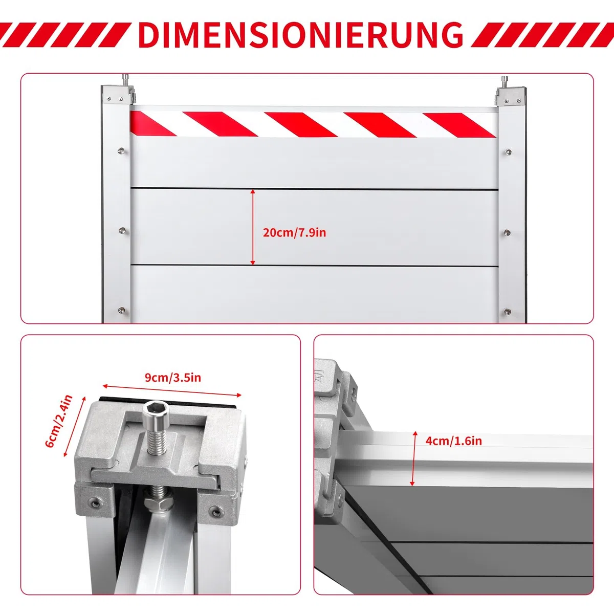 Barrera Anti Inundaciones Puertas L83-293cm Muro De Contención De Agua 20cm High Protección contra Inundaciones Barrera Anti-Inundaciones(273 * 20cm)