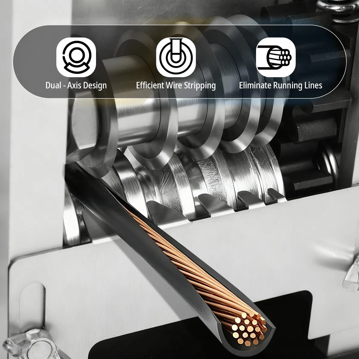 Máquina Pelacables, Máquina para Operación con Manivela o Taladro, Rango Diámetro del Alambre de 1 a 21 mm, 6 Orificios de Alimentación, Herramienta Pelacables para Reciclaje de Cables de Cobre