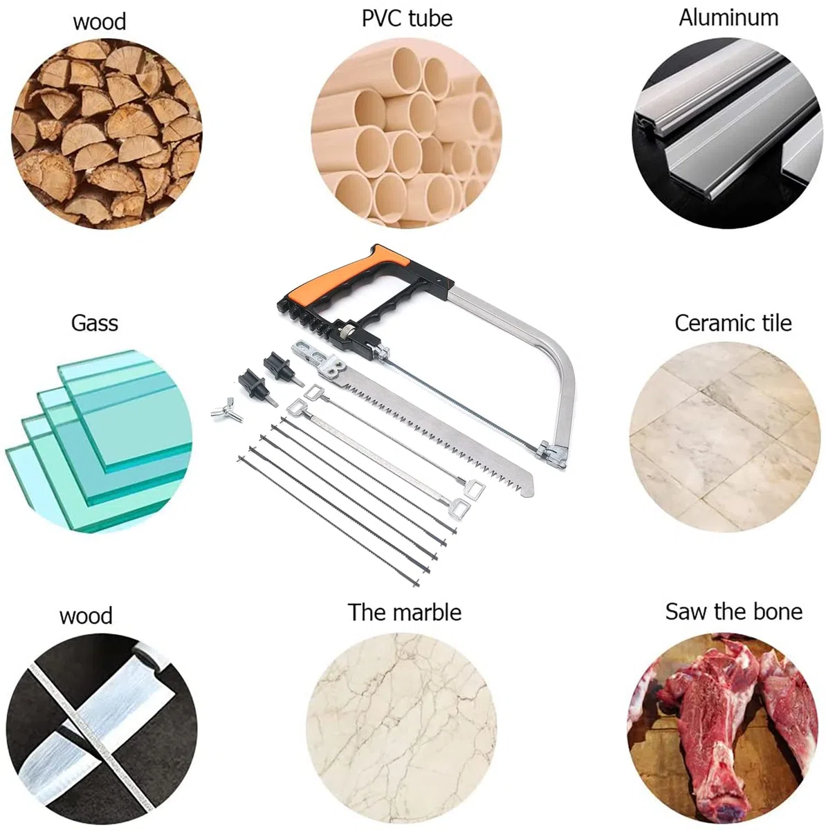 Juego de 13 sierras de mano multiusos, sierra de metal de 12 pulgadas, sierra universal para tejas de madera, herramientas de carpintería para plástico, vidrio, azulejos, cerámica