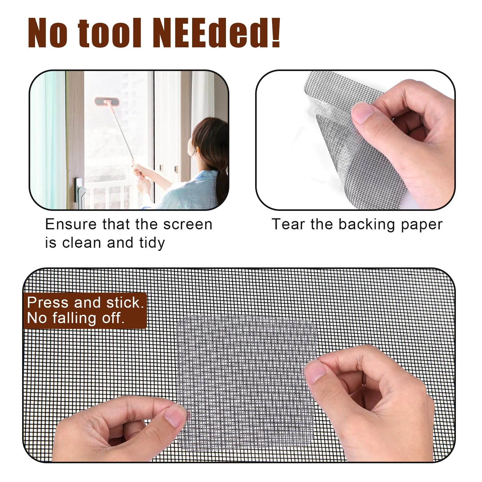 10uds Cinta Adhesiva Mosquitera, 10x10cm Autoadhesivo Cinta Malla Reparación Cinta para Reparar Mosquiteras para Reparar las Redes de las Tiendas de Campaña de las Ventanas de las Pantallas