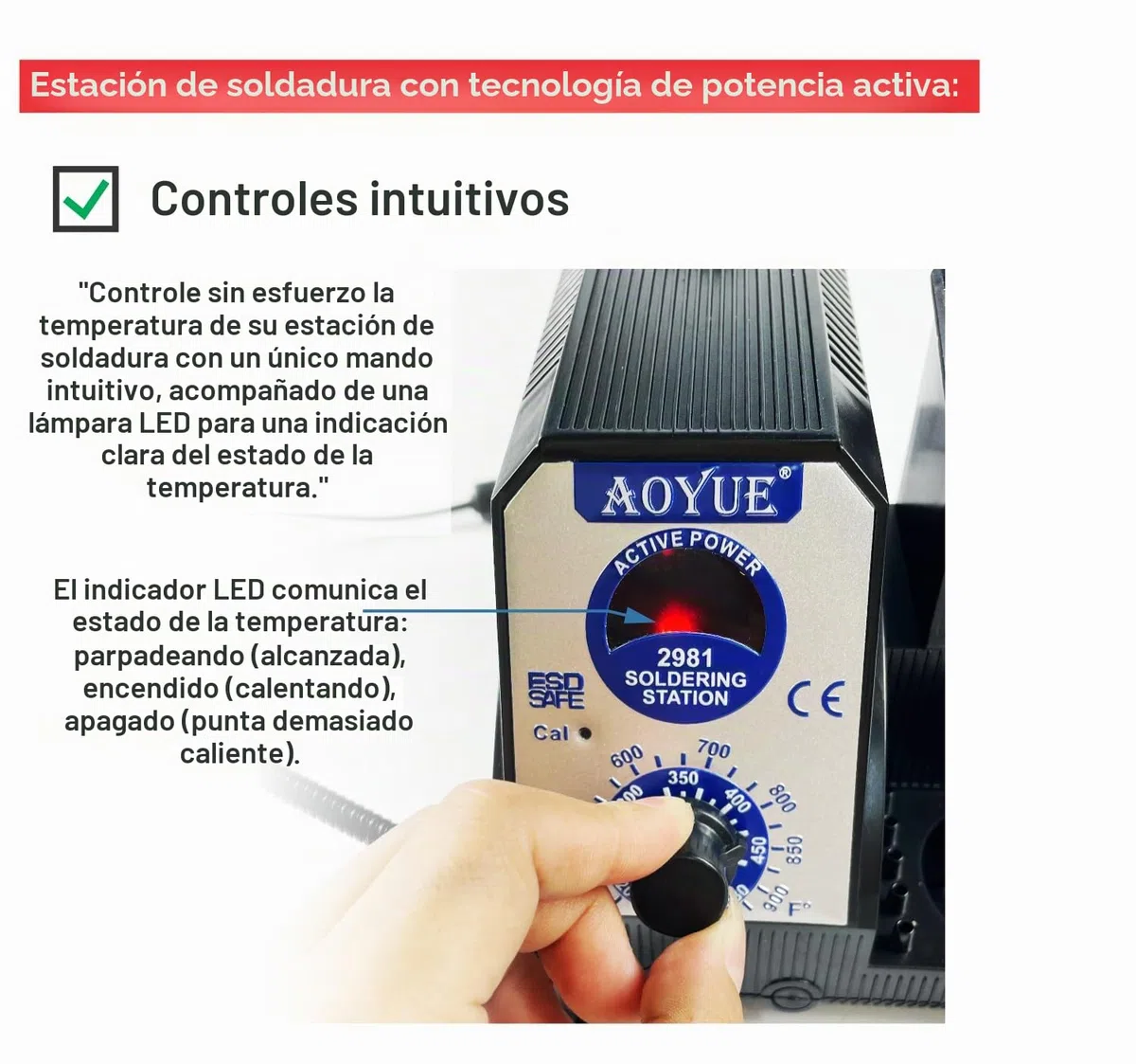Aoyue 2981 - Kit de estación de soldadura de precisión de calentamiento rápido compatible con puntas de alimentación activas estilo T-12, voltaje seguro de 12 V, limpiador de puntas, soporte de bobina