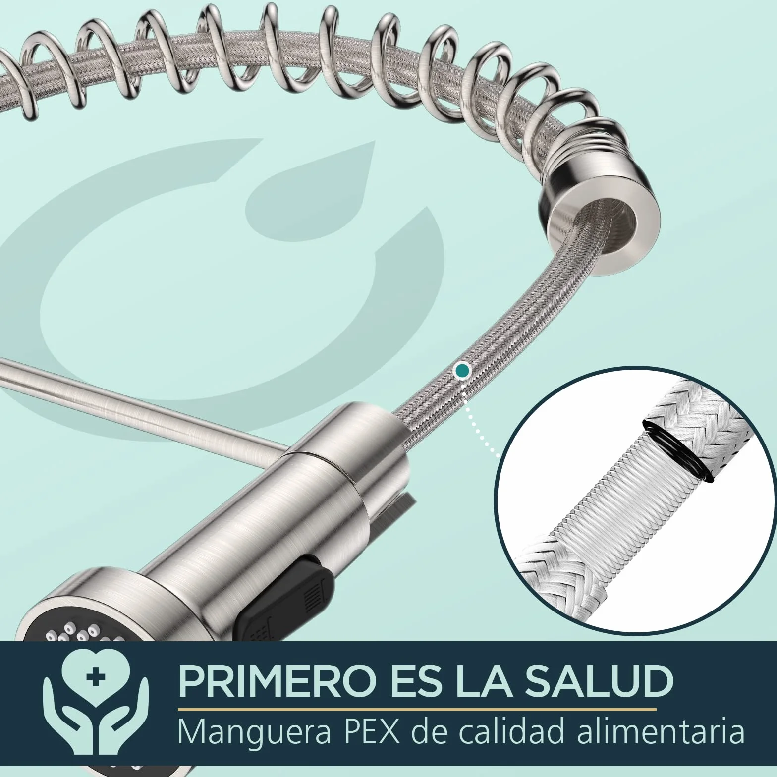 FORIOUS Grifo Cocina Fregadero Giratorio 360° Monomando Acero Inoxidable 2 Modos