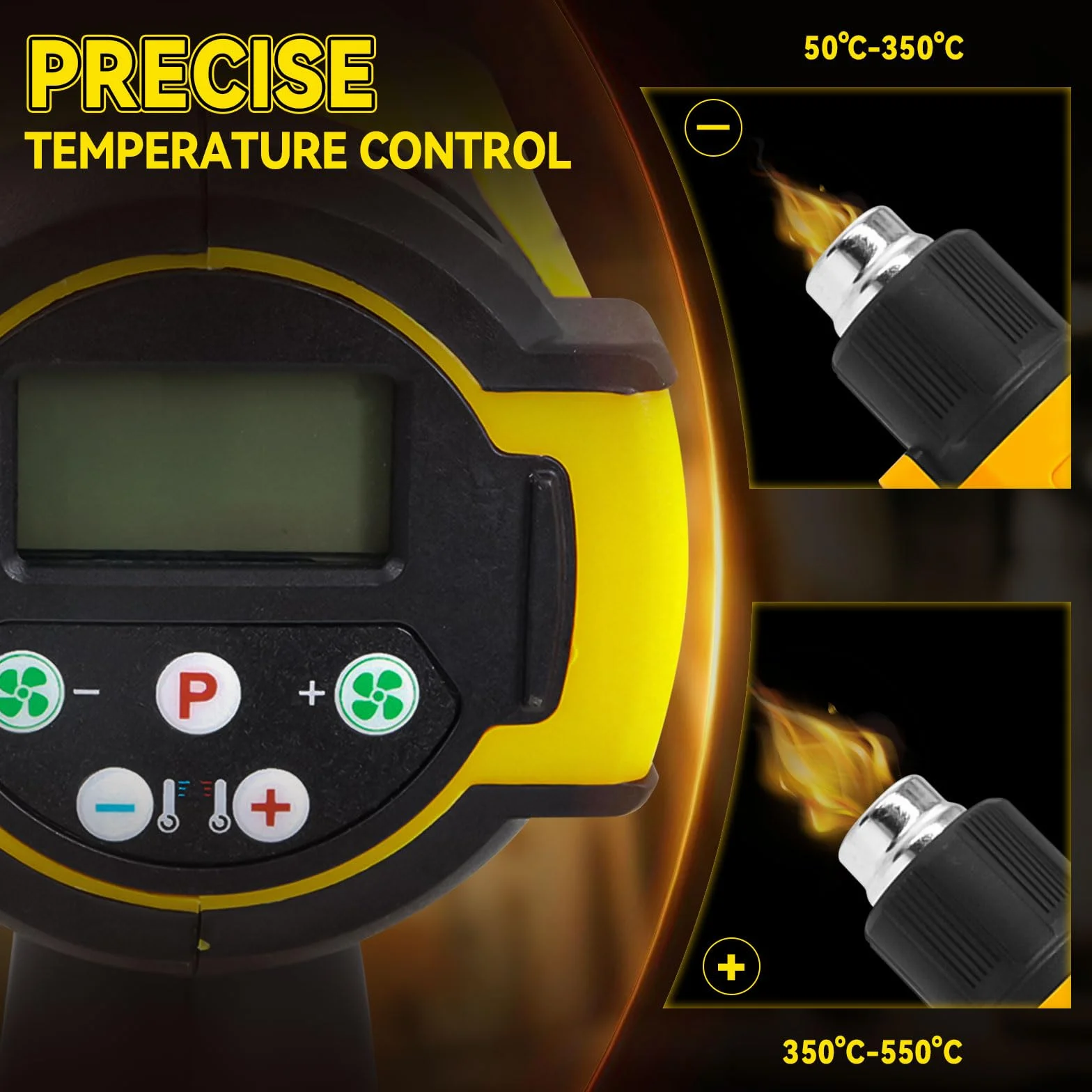 Pistola de calor inalámbrica para batería Dewalt de 20 V, pistola de aire caliente de 50 ℃-550 ℃ con pantalla digital, pistola de calor inalámbrica de calentamiento rápido, temperatura ajustable y