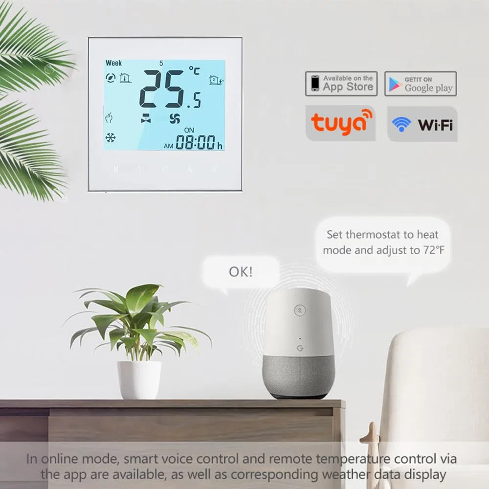 Wi-Fi Termostato - Serie 1000 Termostato con Pantalla Táctil Programable para Calefacción o Aire Acondicionado - Control Remoto Desde Teléfono Móvil Compatible con Alexa,Google Home,IFTTT