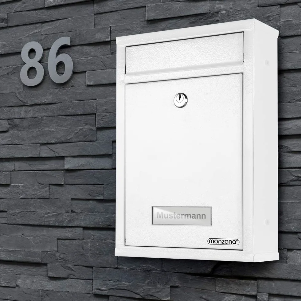 Deuba 6X Buzones de Correo Acero Sistema Buzón Pared Exterior 2 Llaves Ventana Placa Nombre Blanco