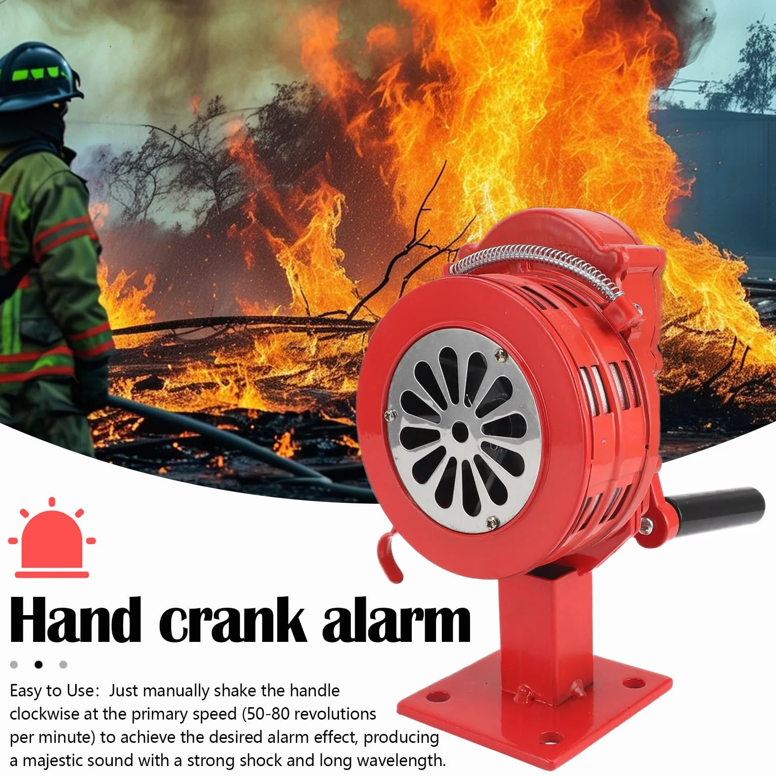 Sirena De Mano, Alarma Manual Portátil 110 Db, Operada Manualmente, Rojo