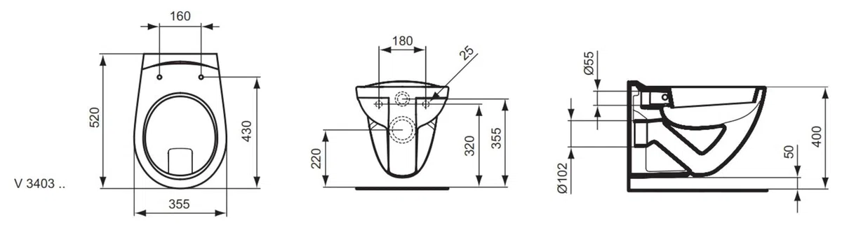 Ideal Standard V3403 Inodoro - Sanitario (Blanco)