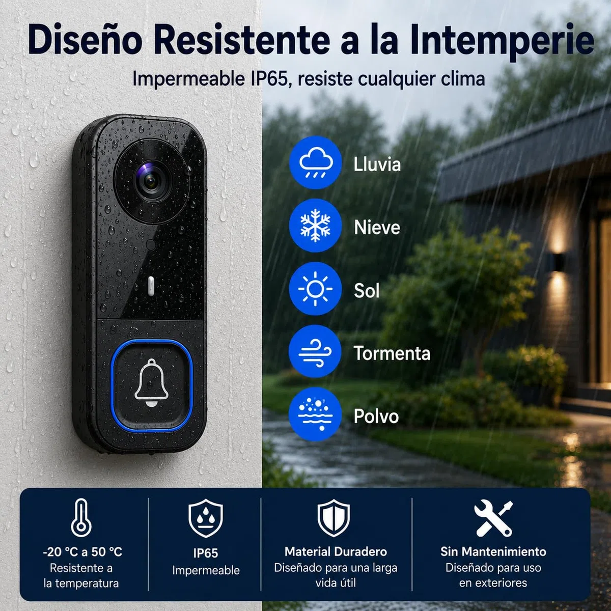 Winnes Videoportero Inalámbrico con Pantalla IPS de 4,5”, Timbre sin WiFi ni App, Comunicación Bidireccional, Visión Nocturna Infrarroja, Grabación Local, Alcance 120 m