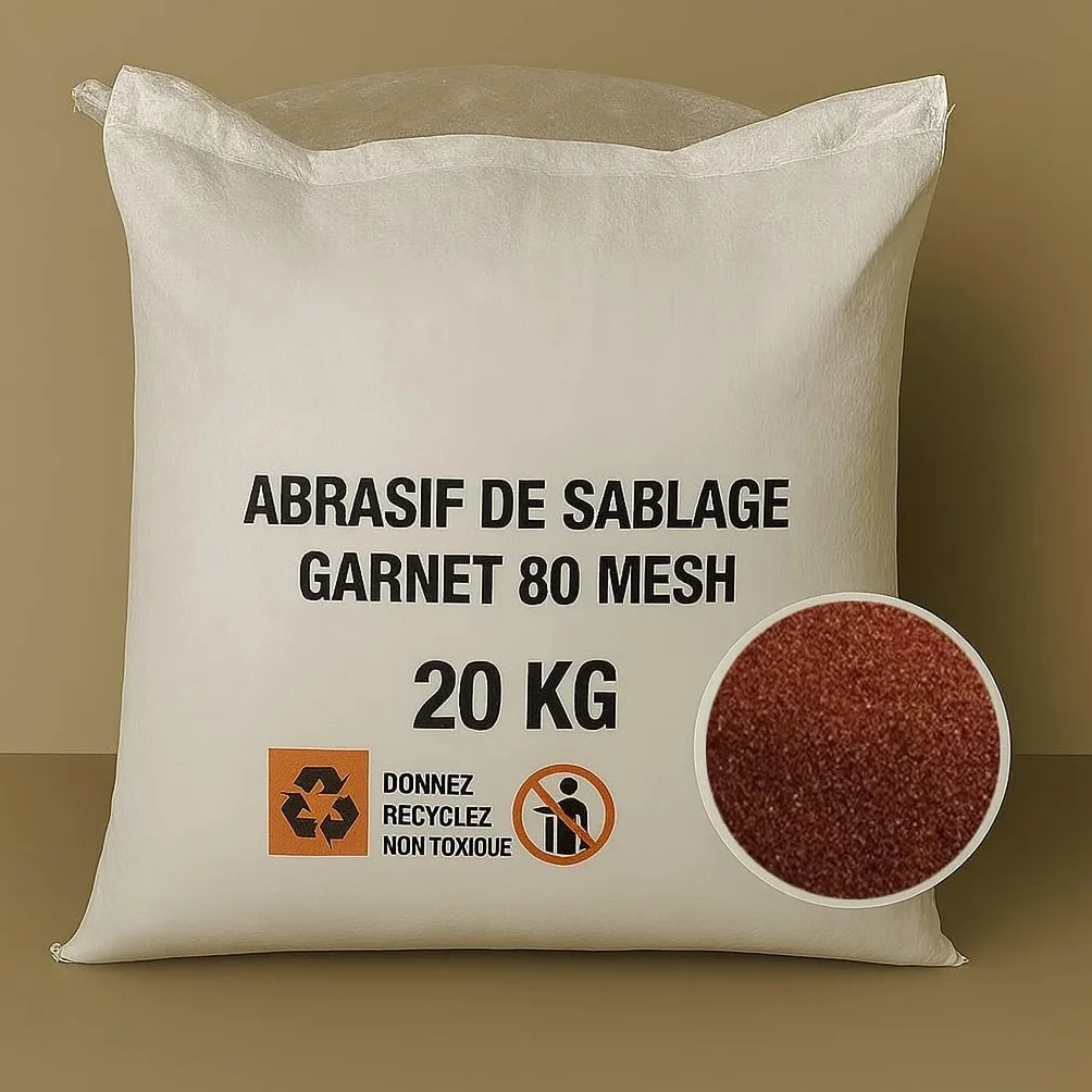 Bolsa de 20 kg Garnet Malla 80A+ para arenado Abrasivo Aerogommage