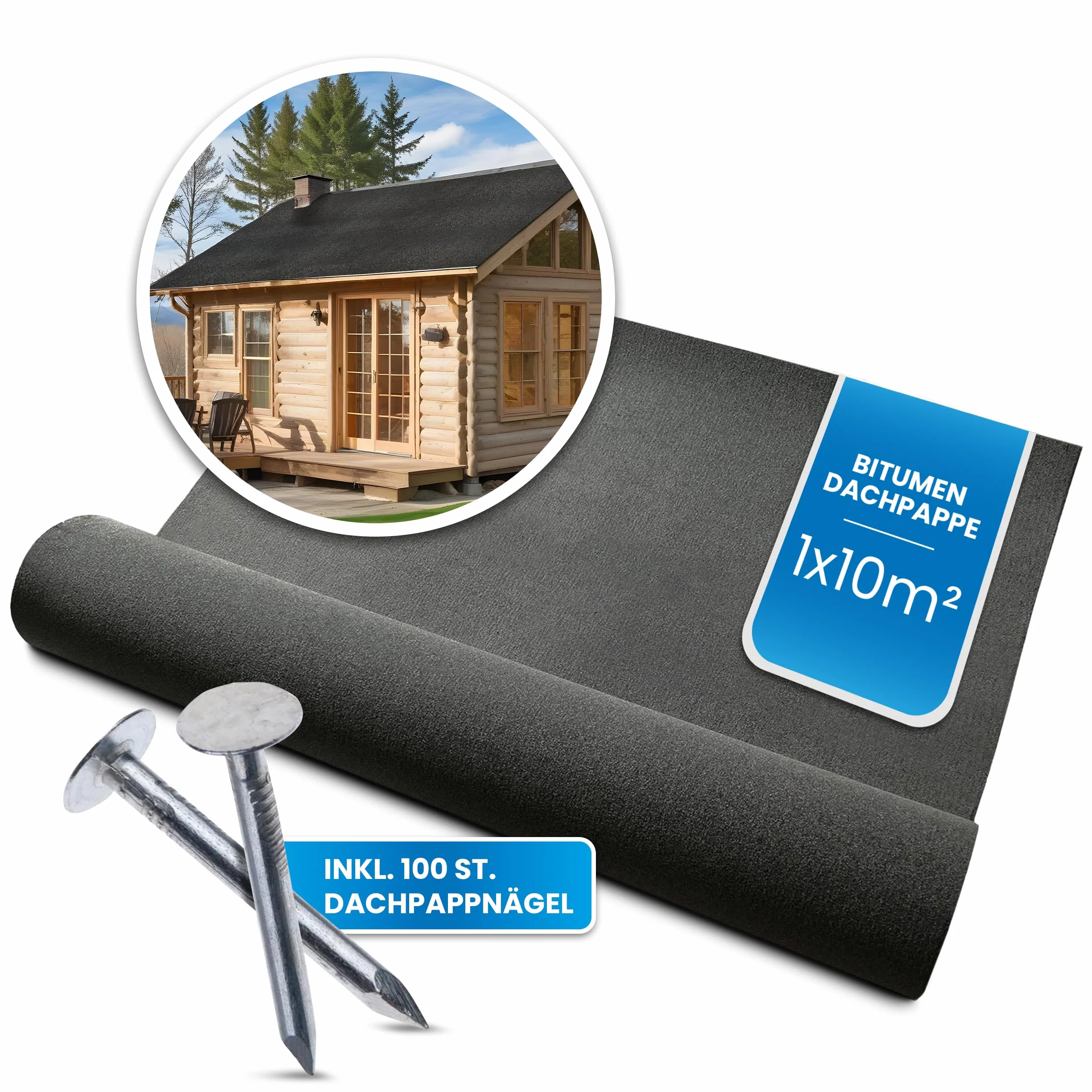 Gartenpirat Betún V13 - Rollo de 10 m² de fieltro para techos, incluye 100 clavos