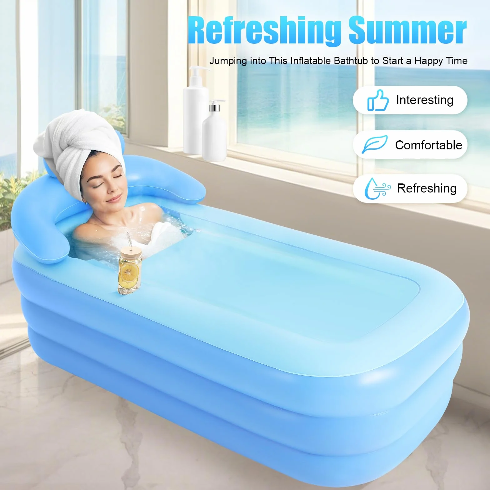 Bañera hinchable, bañera plegable de PVC para exterior, bañera portátil independiente para spa de adultos, bañera de asiento para adultos, bañera grande para chapotear, bañera de ducha móvil para spa
