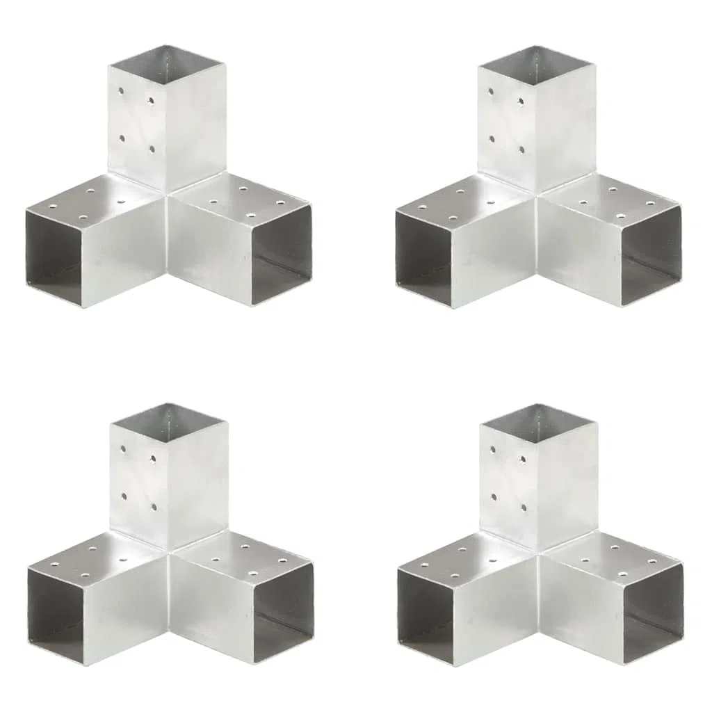 vidaXL Conectores de postes en Y 4 uds metal galvanizado 71x71 mm