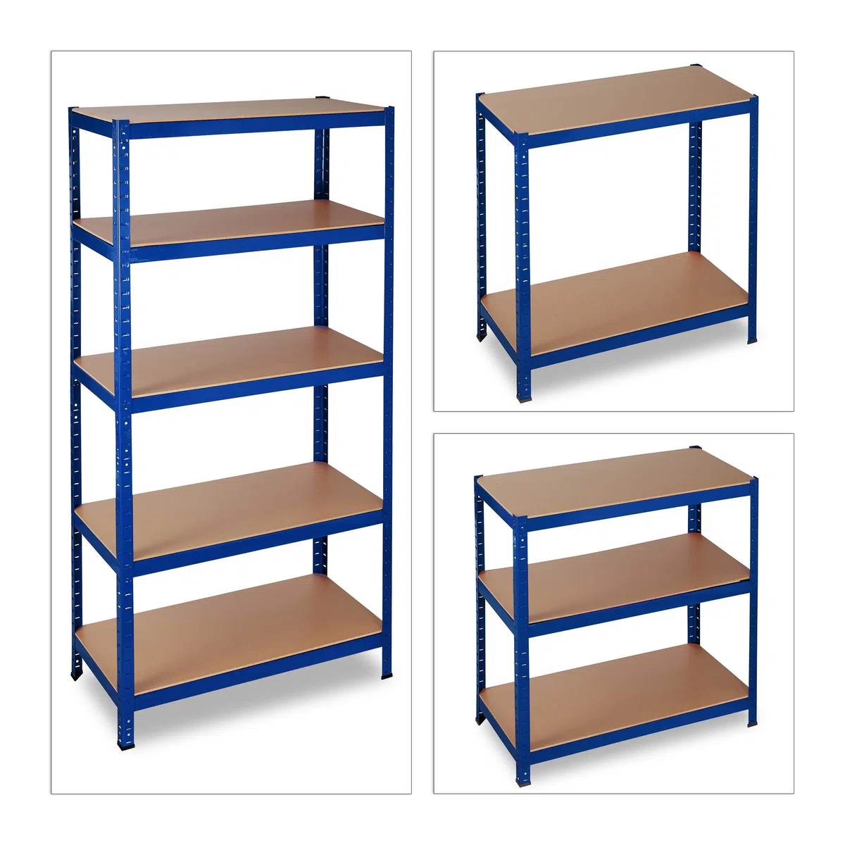 Relaxdays Estantería de almacén, 1325 kg, Cinco estantes, Ensamblaje, Organizador, Acero, 180 x 90 x 45 cm, Azul