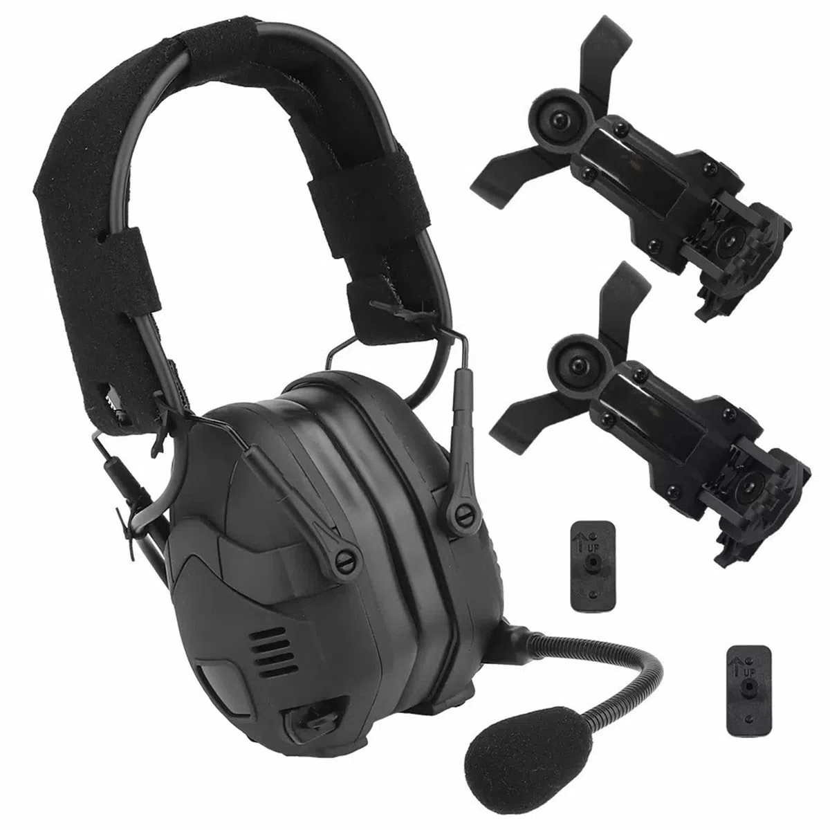 Auriculares tácticos para Casco con Bluetooth y con micrófono Desmontable, Auriculares con reducción de Ruido, Orejeras de Tiro, Orejeras de protección auditiva para Caza y Tiro,Black