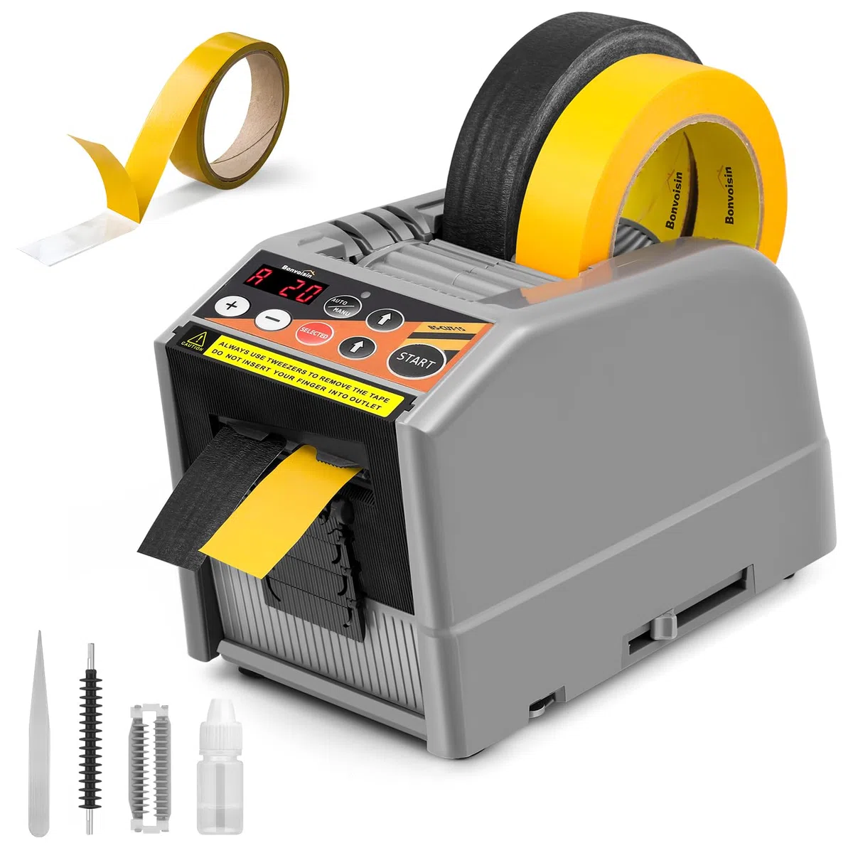 Bonvoisin Dispensador Automático de Cinta, Corte Máximo de 39"x2.36", Aplicable para Cintas Adhesivas de Doble Cara Fuertes, con Modos Manual y Automático, Memoria de Configuración de Longitud (EU)