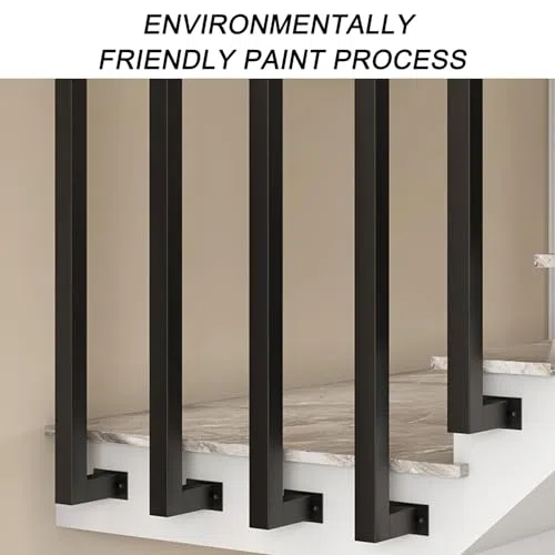 Balaustres de Escalera Poste, Barandilla Rectangular Individual, Balaustres de Metal para Escaleras de Montaje Lateral, para Uso Interior y Exterior, Columna de Barandilla con Kit de Tornillos