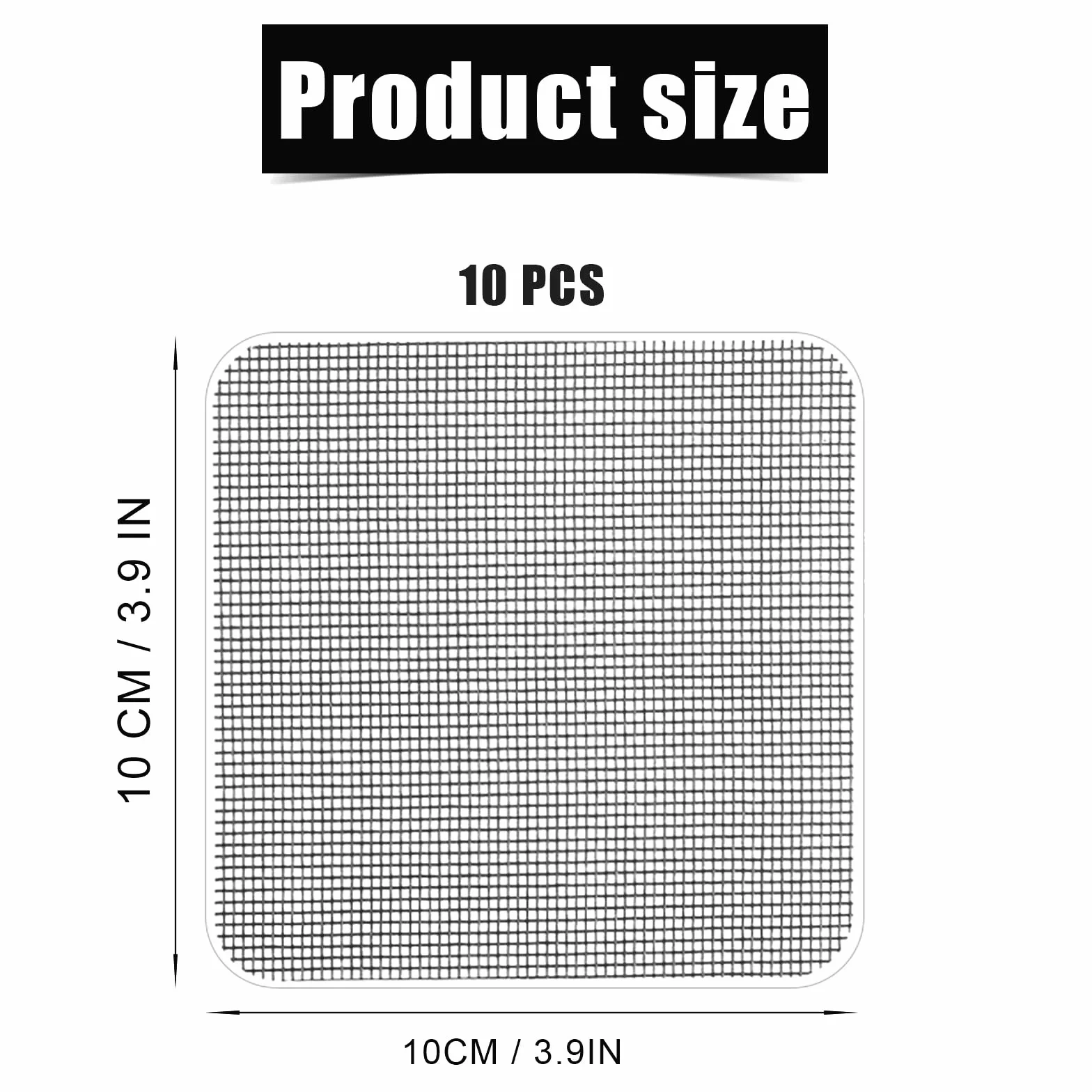 10uds Cinta Adhesiva Mosquitera, 10x10cm Autoadhesivo Cinta Malla Reparación Cinta para Reparar Mosquiteras para Reparar las Redes de las Tiendas de Campaña de las Ventanas de las Pantallas