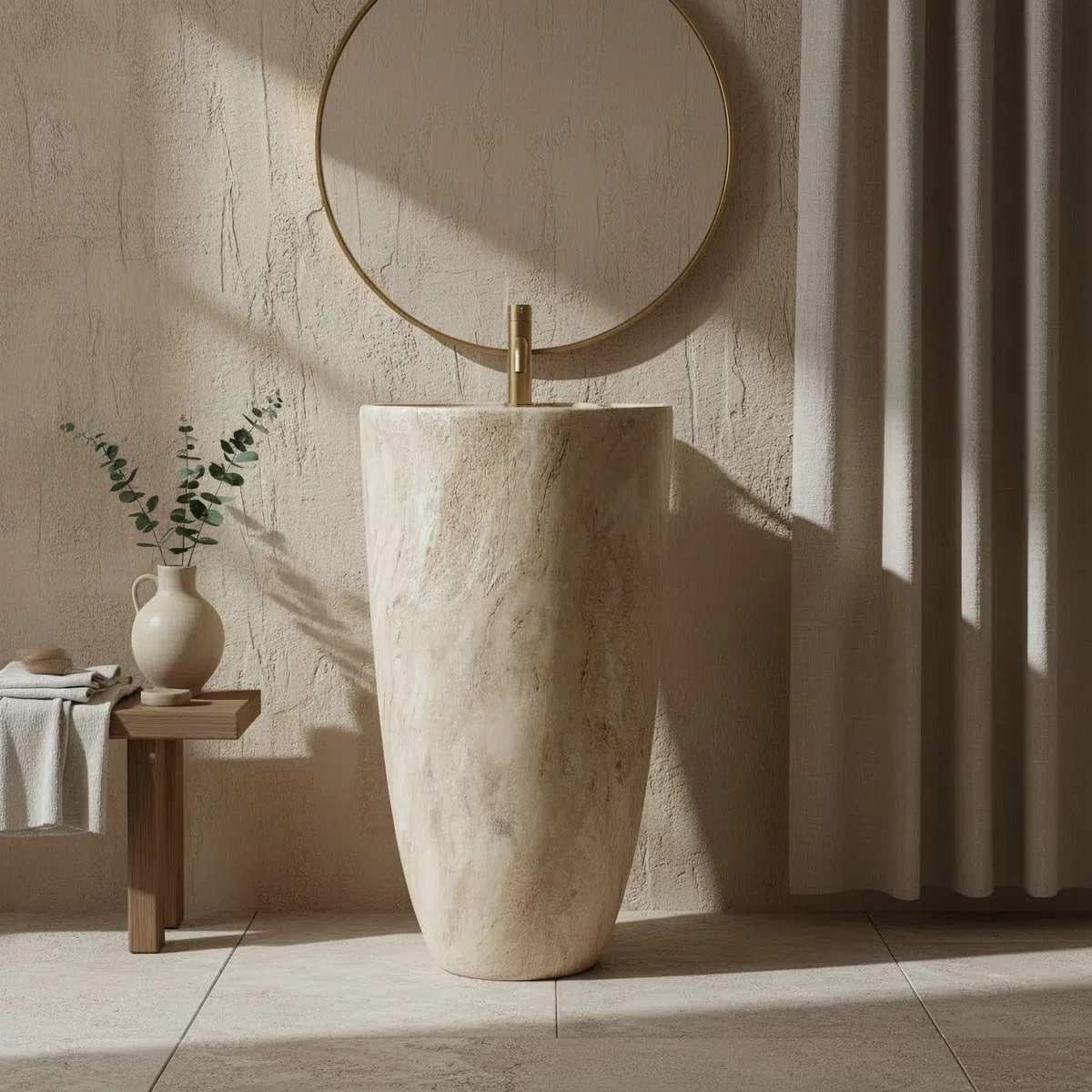 Lavabo De Pie Rea Anya Savana Matt Beige 45X45X84Cm
