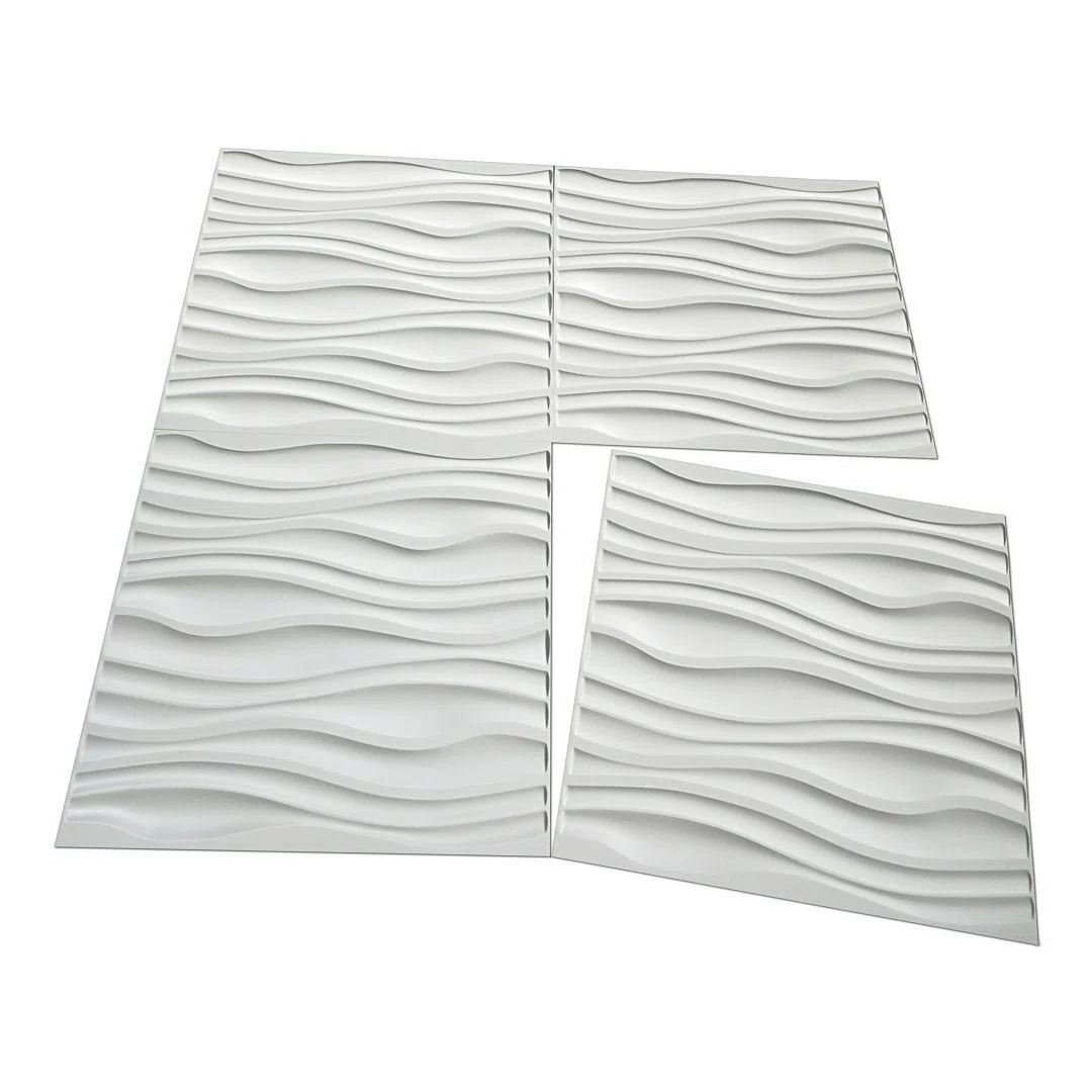 Art3d Paneles de pared 3D con textura de tablero de ondas de PVC, onda blanca, 12 tejas,cubrir de 3 metros cuadrados