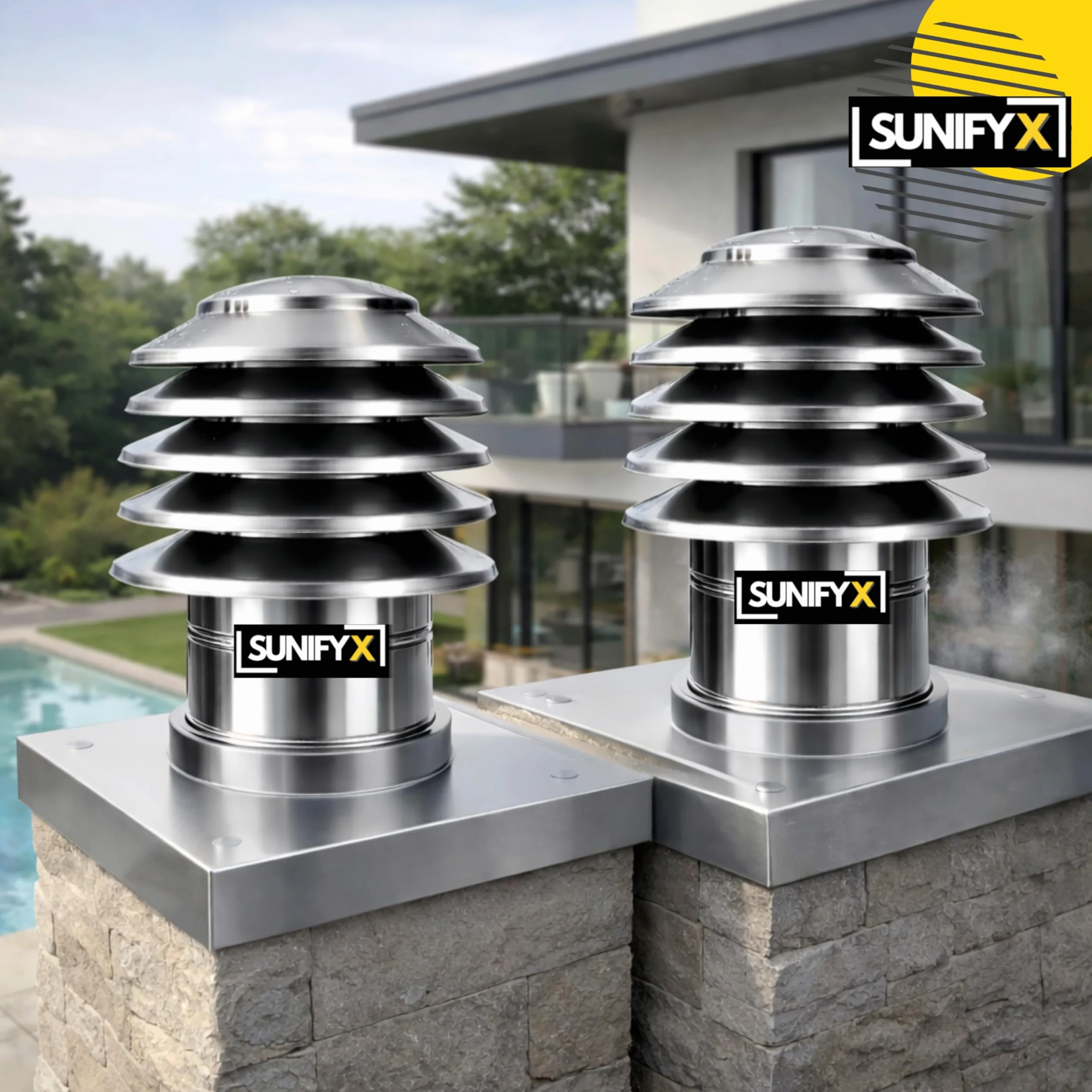 Cubierta de láminas de acero inoxidable para chimenea, cubierta para chimenea, cubierta de chimenea, cubierta de láminas para chimenea, protección contra el viento, lluvia y viento, diámetro de 80 a