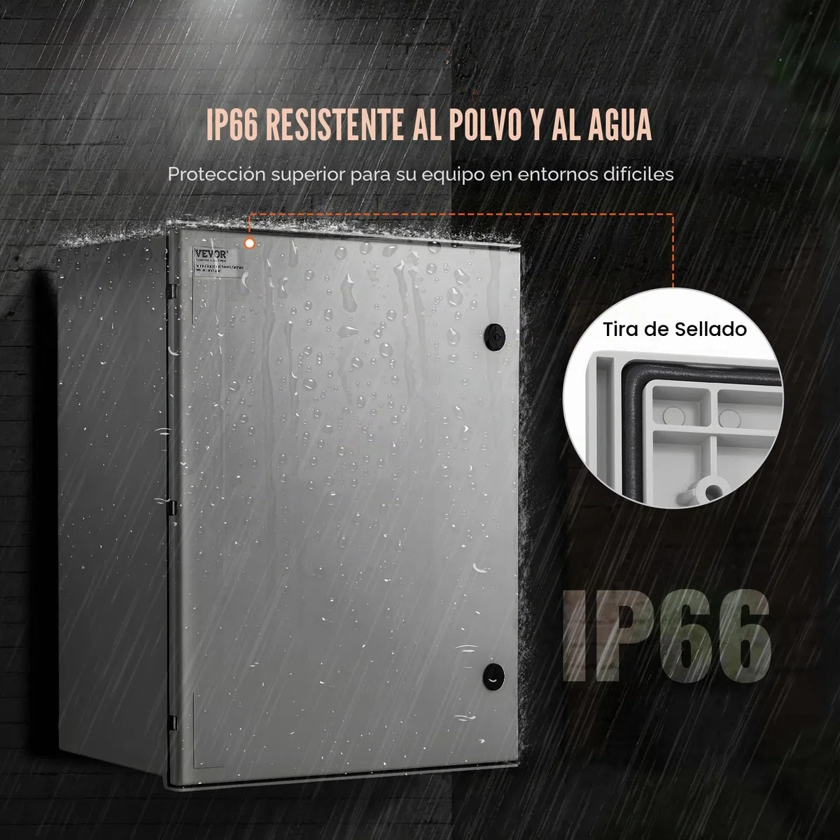 VEVOR Caja NEMA 50 x 40 x 20 cm Caja eléctrica de acero de fibra de vidrio Caja de conexiones con bisagras IP66 impermeable y a prueba de polvo para uso en interiores y exteriores con placa de montaje