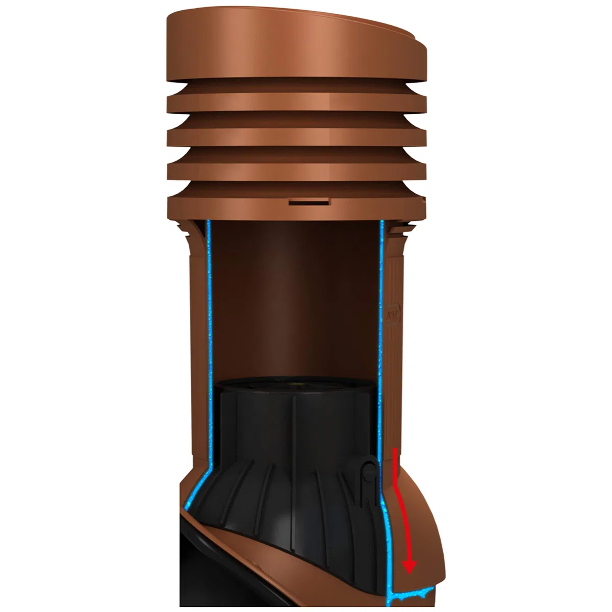 Chimenea de ventilación PRO DN125 para Koramic – L15 (alicates), tejas de teja, Extractor Chimenea (RAL 8017 – marrón)