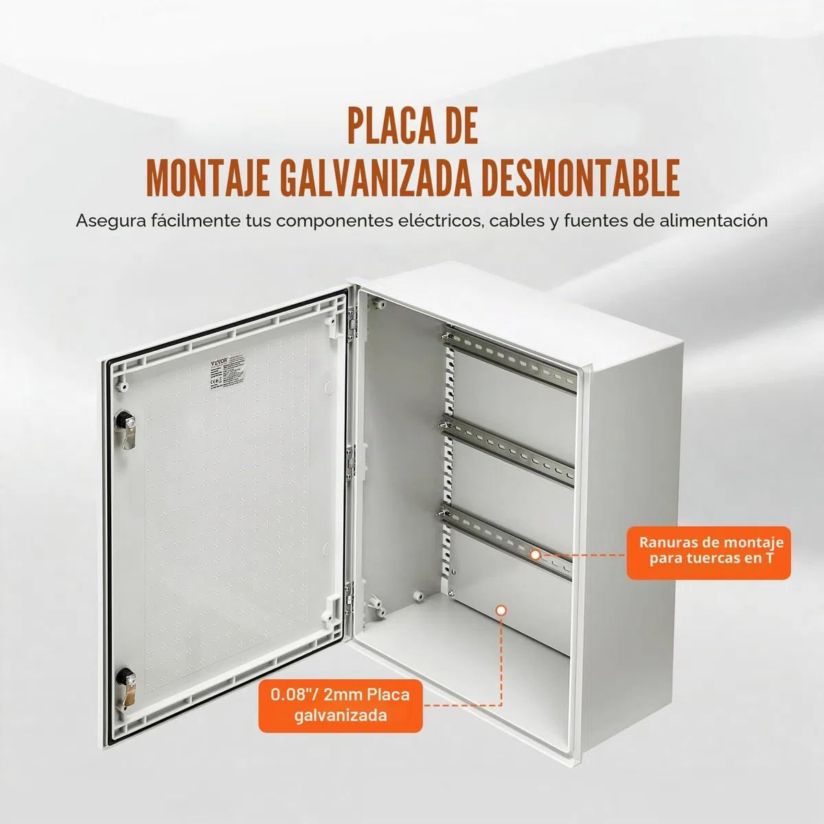 VEVOR Caja NEMA 50 x 40 x 20 cm Caja eléctrica de acero de fibra de vidrio Caja de conexiones con bisagras IP66 impermeable y a prueba de polvo para uso en interiores y exteriores con placa de montaje