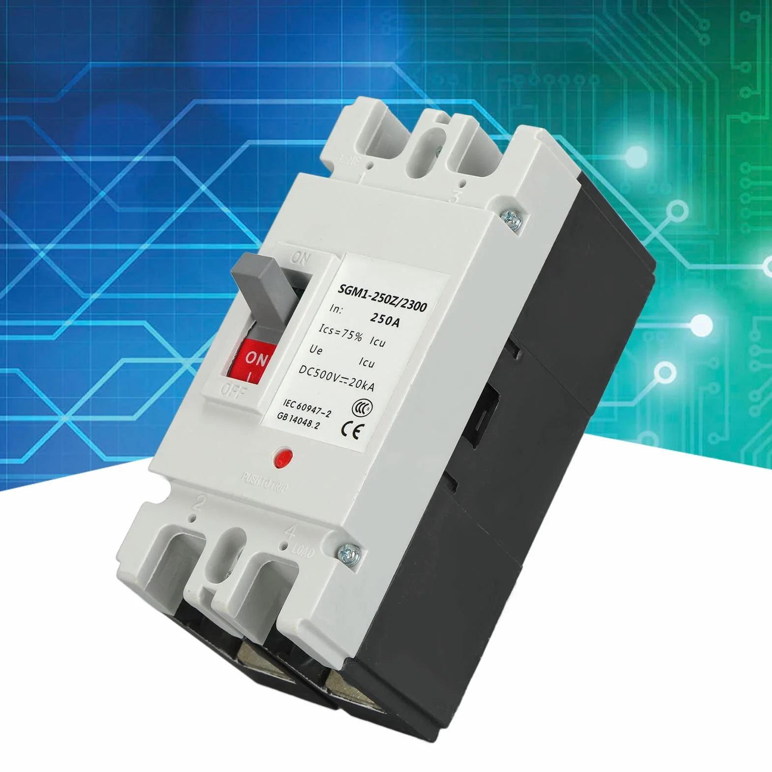 Generic Disyuntor, 2P MCCB Protector de Aislador de Interruptor de Protección de Batería Solar 250A 500V DC, con Capacidad de Ruptura 20KA, para Sistemas Hidroeléctricos de Energía