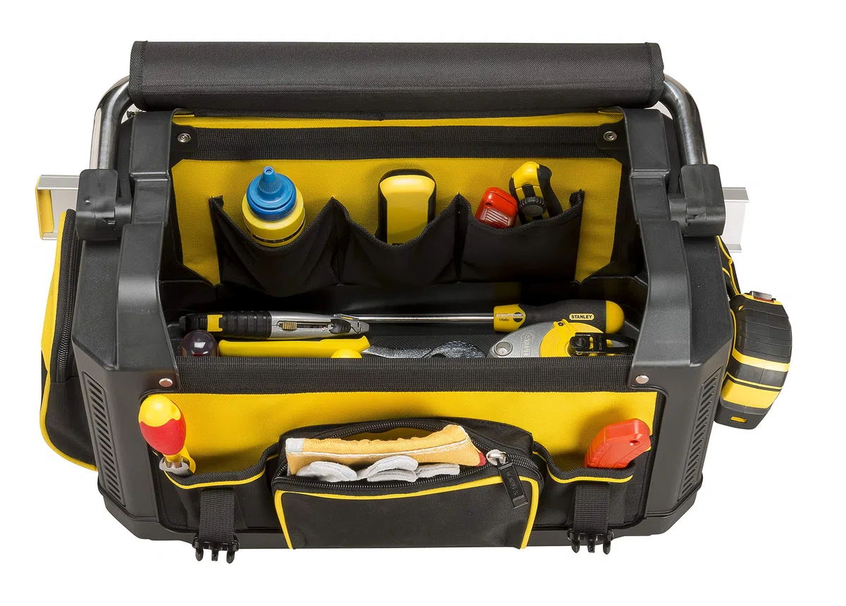 STANLEY FATMAX 1-79-213 - Bolsa rígida FatMax con estructura de Polipropileno abierta, 19.3 x 11.0 x 12.2 cm. Negro, Gris