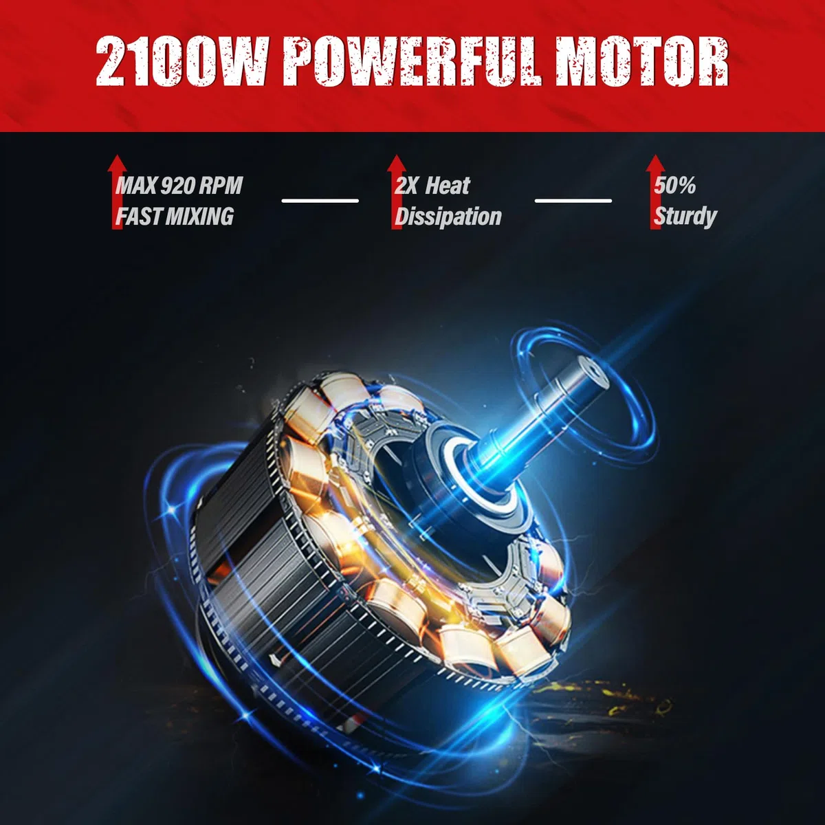 IMAYCC 2100W Mezcladora De Mortero, Batidora Mortero Profesional, Mezclador De Mortero con 6 Velocidades, Hormigoneras Electricas, Ideal Para Mezclar Pienso, Yeso, Pintura, Cemento, Mortero,Etc