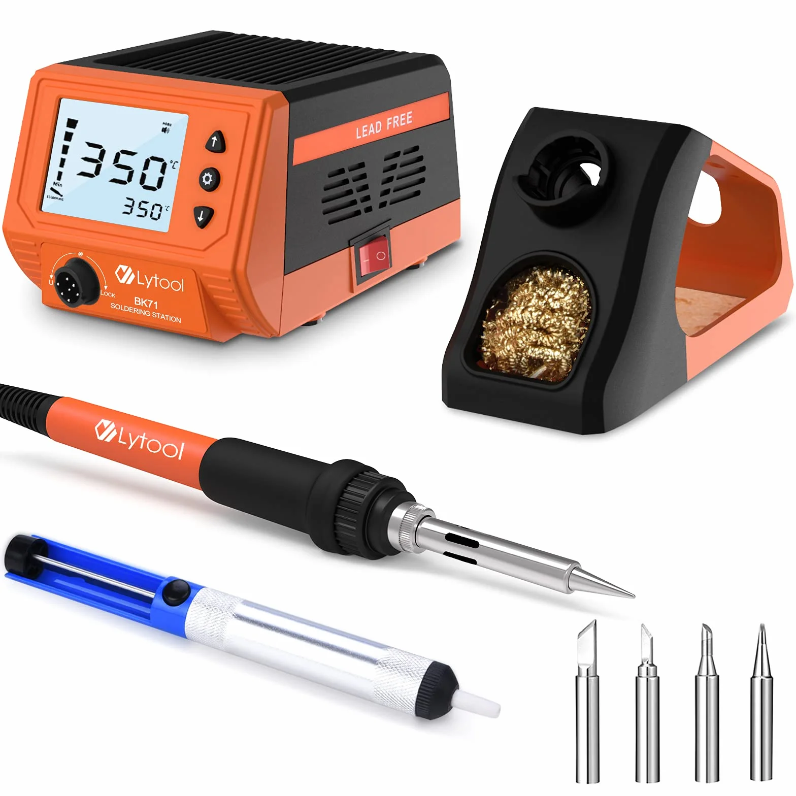 Estación de Soldadura, 3 Inch Pantalla Led Digital Lytool Soldador de Estaño Profesional 60W Kit del Soldador Eléctrico, 180-480℃ Temperatura Ajustable, Modo de Suspensión Inteligente