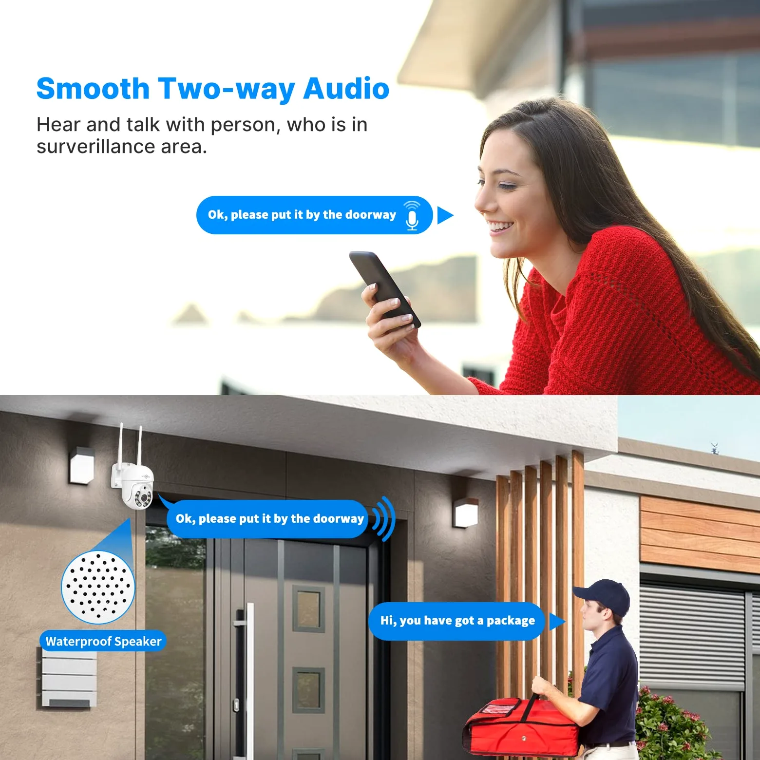Hiseeu 5MP Kit Camara de Vigilancia WiFi Exterior, PTZ Cámara de Seguridad, 4X Camara IP y 10CH NVR, Audio Bidireccional, Detección y Seguimiento, Visión Nocturna en Color 1TB HDD