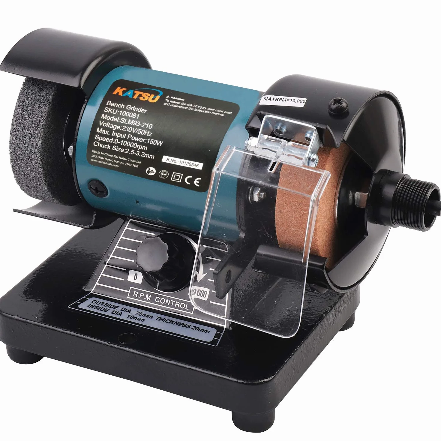 KATSU Mini Amoladora de Banco, 3" 70mm Multifunción Art Craft Electirc Pulidora Lijadora Afiladora con Eje de Transmisión Flexible Accesorio de Molienda para Trabajo Preciso 100081E