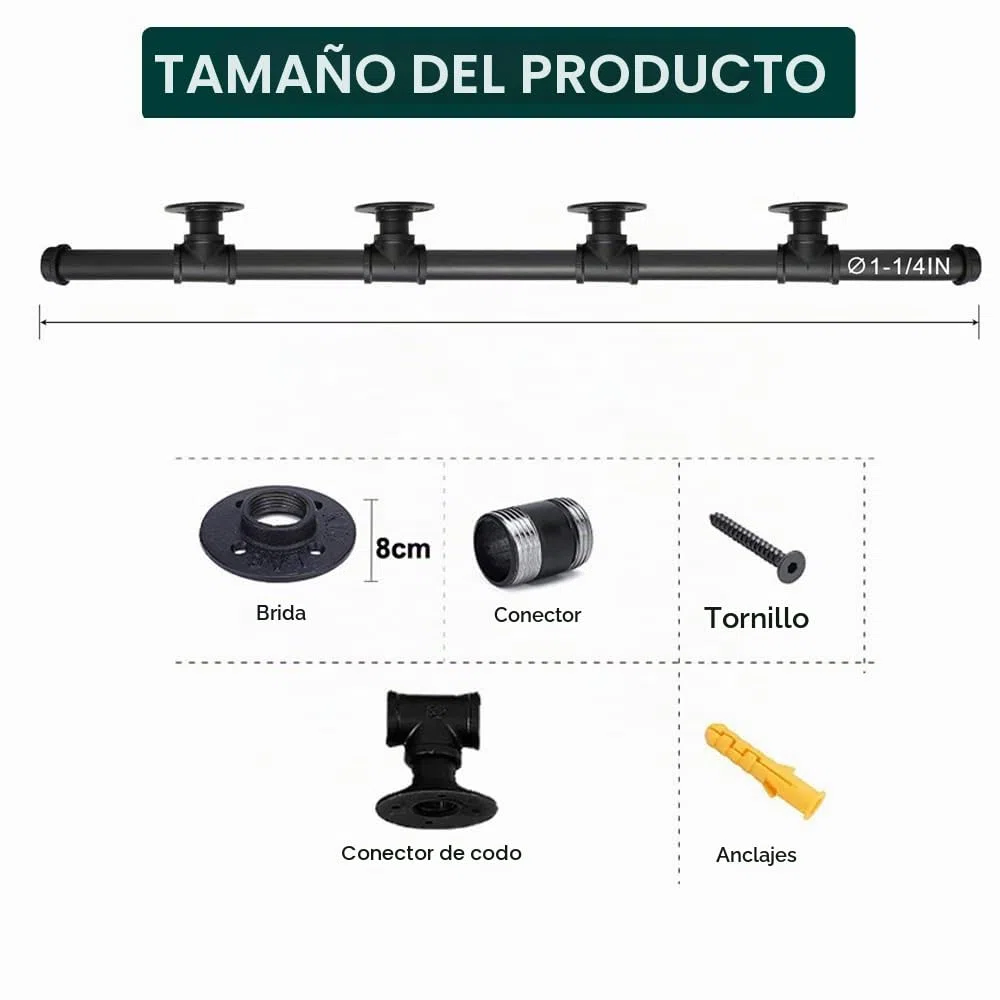 Pasamanos Escalera Exterior 4M Negro - Barandilla Interiores de Hierro Forjado Antideslizante para Pared y Loft - Tubería para Ancianos