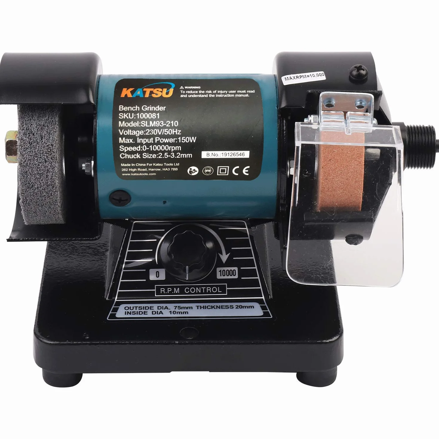 KATSU Mini Amoladora de Banco, 3" 70mm Multifunción Art Craft Electirc Pulidora Lijadora Afiladora con Eje de Transmisión Flexible Accesorio de Molienda para Trabajo Preciso 100081E