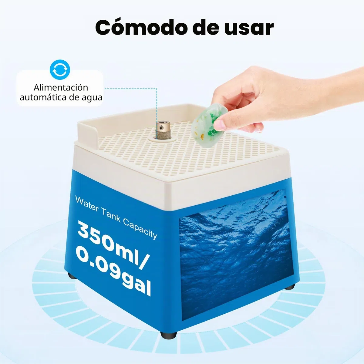 Amoladora eléctrica de vidrio de 65 W, 4200 rpm, con refrigeración por agua e interruptor de seguridad, dispositivo de mesa para lijar vidrio/cerámica/jade/piedra, enchufe UE 220 V, azul