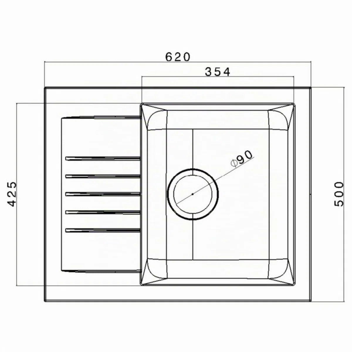 LD65WH Fregadero Blanco 1 Seno con Escurridor Composite BIO