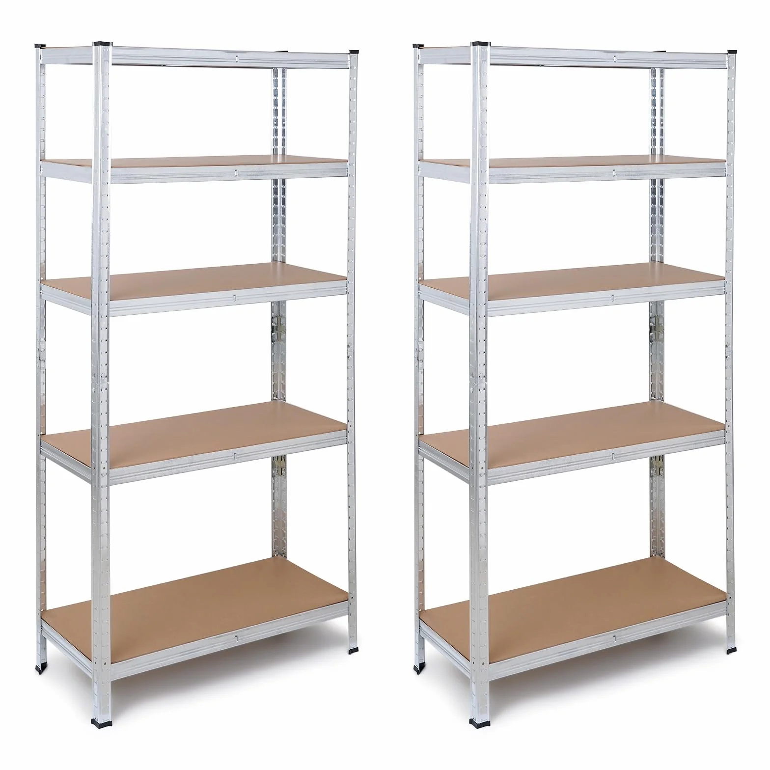 The Homeweeks Pack 2 Estanterías Almacenaje Metálicas 180 * 90 * 40cm | Acero Galvanizado | Modular 5 Baldas Ajustables | 175 kg por Estante 875 kg Total | Montaje Suelo | System Click & Push
