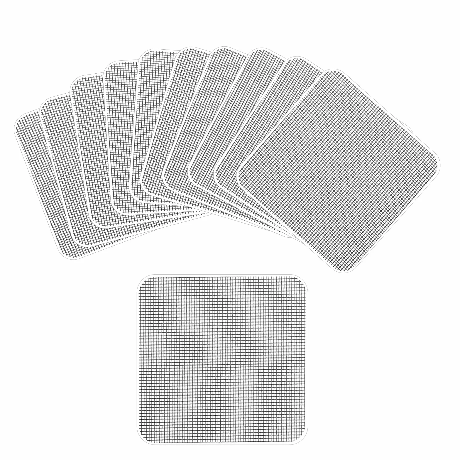 10uds Cinta Adhesiva Mosquitera, 10x10cm Autoadhesivo Cinta Malla Reparación Cinta para Reparar Mosquiteras para Reparar las Redes de las Tiendas de Campaña de las Ventanas de las Pantallas