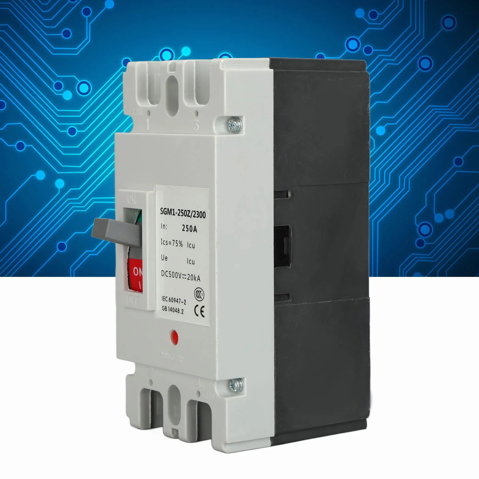 Generic Disyuntor, 2P MCCB Protector de Aislador de Interruptor de Protección de Batería Solar 250A 500V DC, con Capacidad de Ruptura 20KA, para Sistemas Hidroeléctricos de Energía