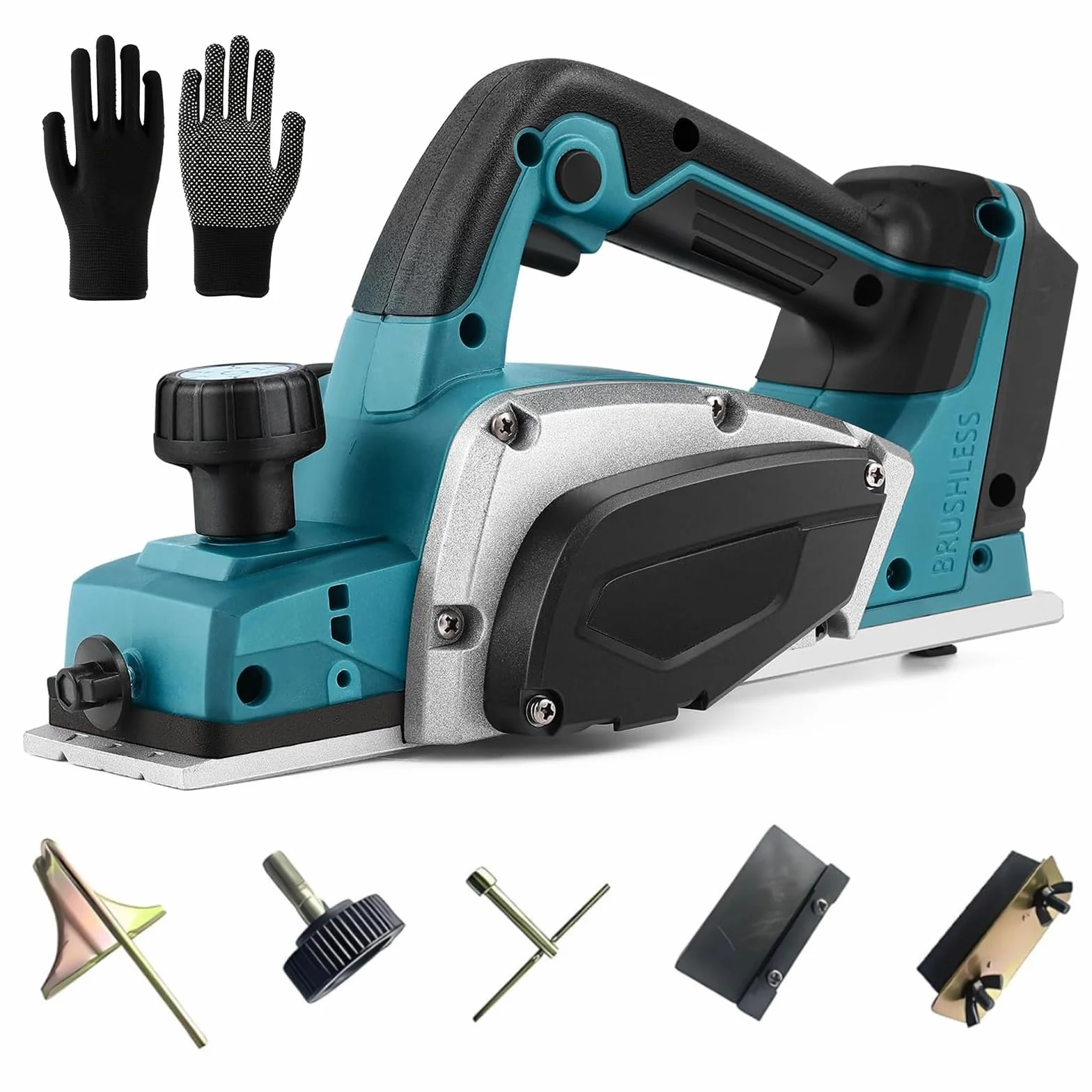 Cepilladora Eléctrica Inalámbrica compatible con Makita 18V Batería, 16500 RPM Cepilladora de Madera Portátil con Ancho de Cepillado 82 mm y Profundidad 2 mm, para Trabajar la Madera, Carpintería