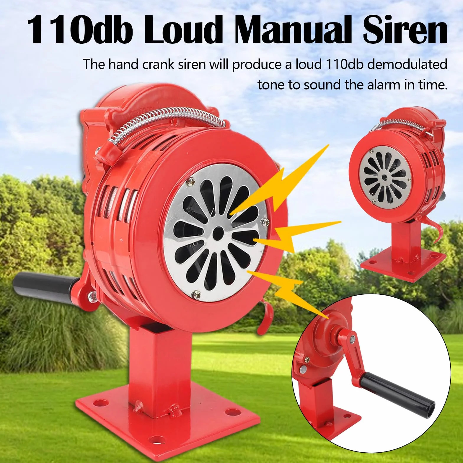 Sirena De Mano, Alarma Manual Portátil 110 Db, Operada Manualmente, Rojo
