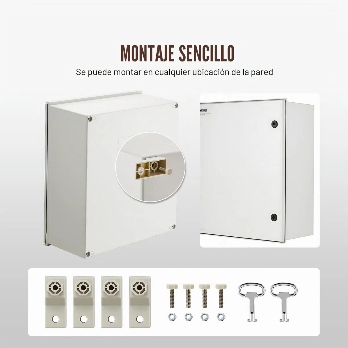 VEVOR Caja NEMA 50 x 40 x 20 cm Caja eléctrica de acero de fibra de vidrio Caja de conexiones con bisagras IP66 impermeable y a prueba de polvo para uso en interiores y exteriores con placa de montaje