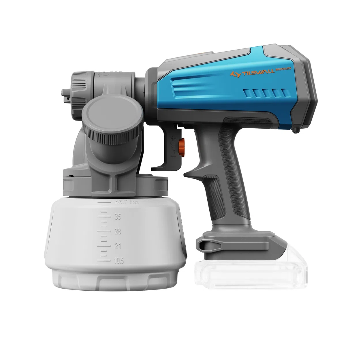 Tilswall Pistola Pintura Bateria, 90000RPM Motor Sin Escobillas, Electrica Pistola de Pintura Inalámbrica Compatible con batería Makita de 18V(Sin batería), Depósito de 1300ml con Llenado Lateral
